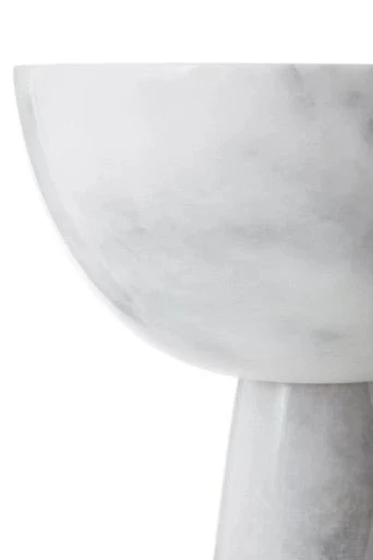 Salmo Large White Marble Pedestal Bowl - Image 12