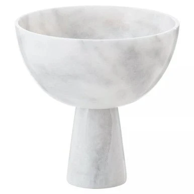 Salmo Large White Marble Pedestal Bowl - Image 6