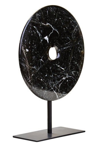 Salmo Small Round Black Marble Disc Sculpture - Image 9
