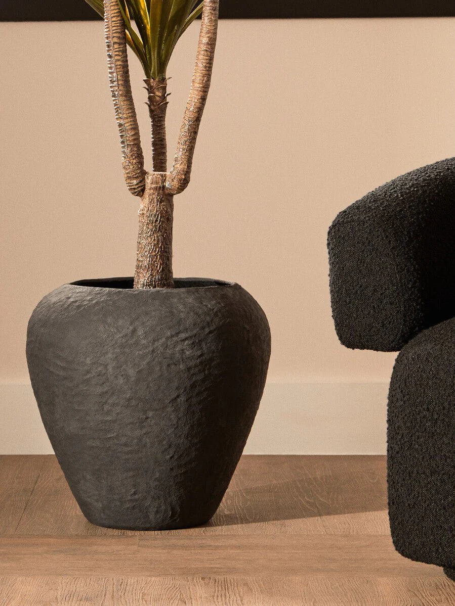 Sanai Cotton Mache Large Black Planter - Image 7