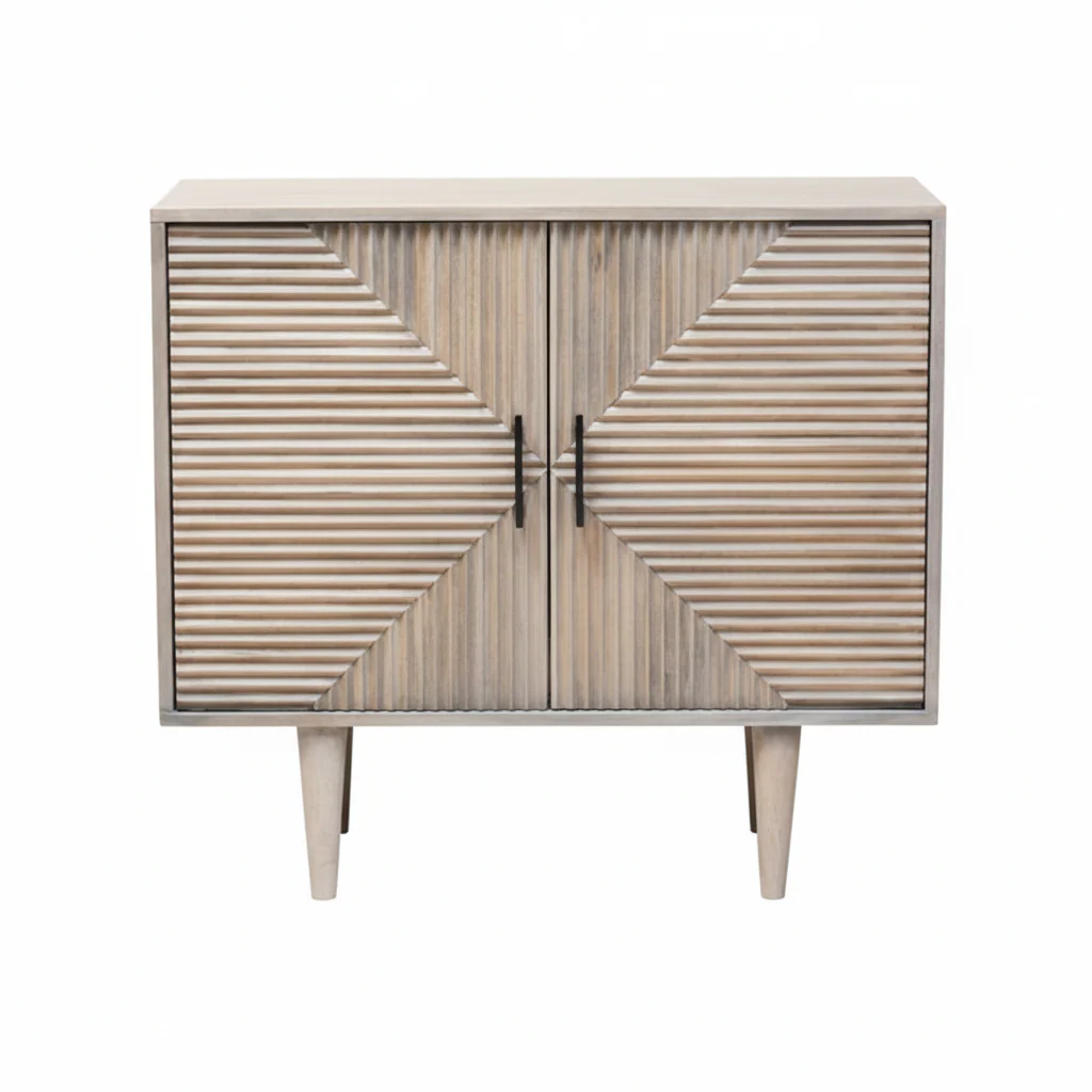 Satna Jute Black and White Design Mango Wood Sideboard