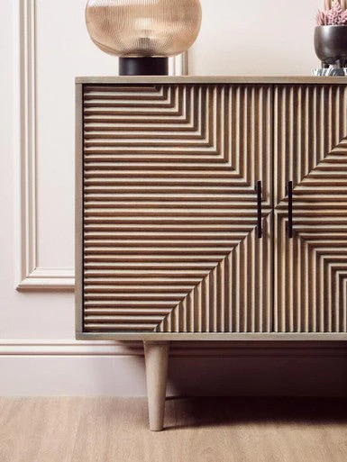 Satna Jute Black and White Design Mango Wood Sideboard - Image 12