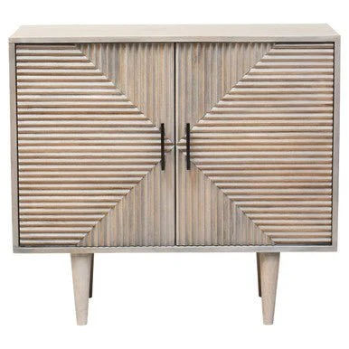 Satna Jute Black and White Design Mango Wood Sideboard - Image 5