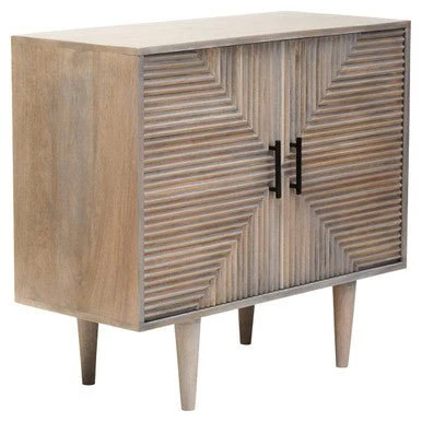 Satna Jute Black and White Design Mango Wood Sideboard - Image 7
