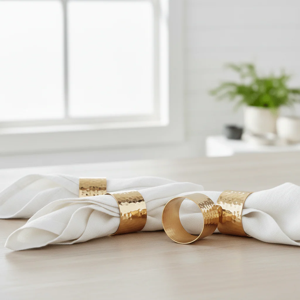 Set of Four Brass Finish Napkin Rings - Image 3