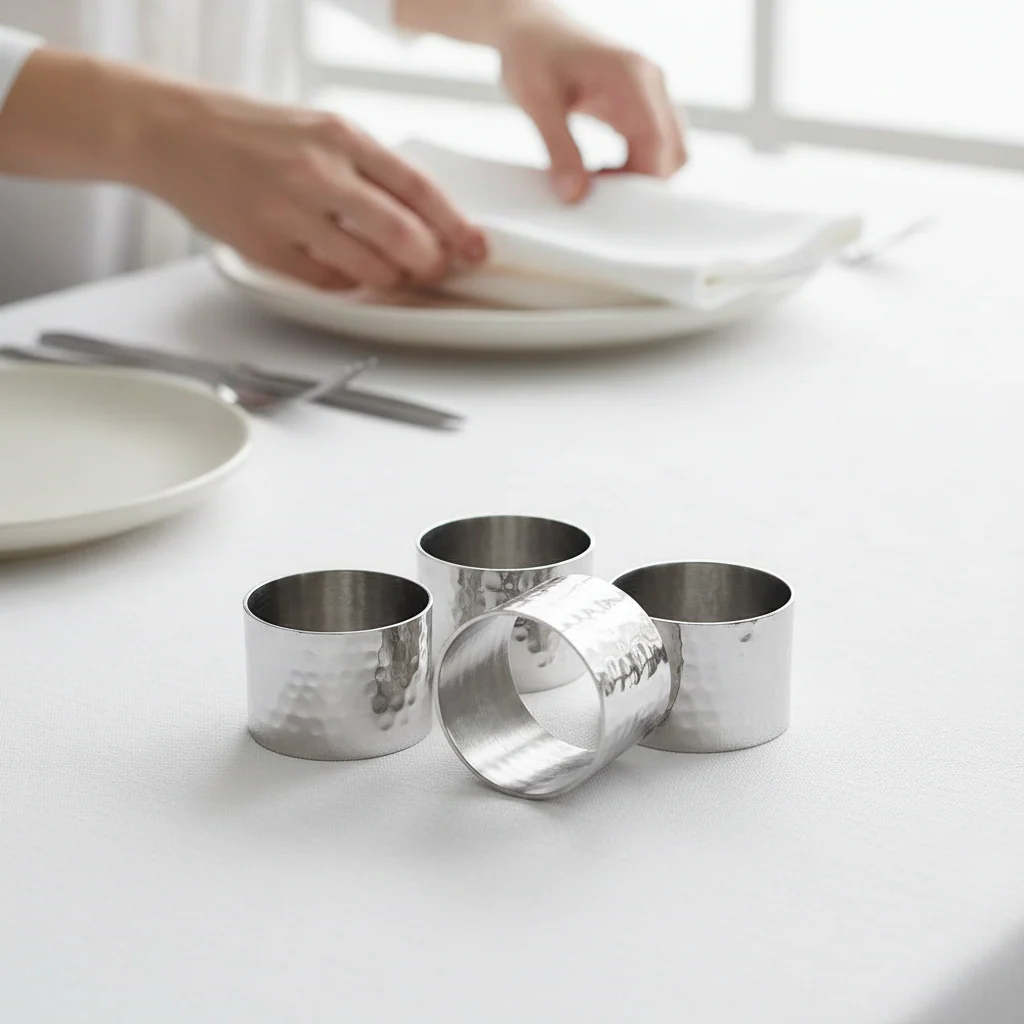 Set of Four Silver Finish Napkin Rings - Image 2