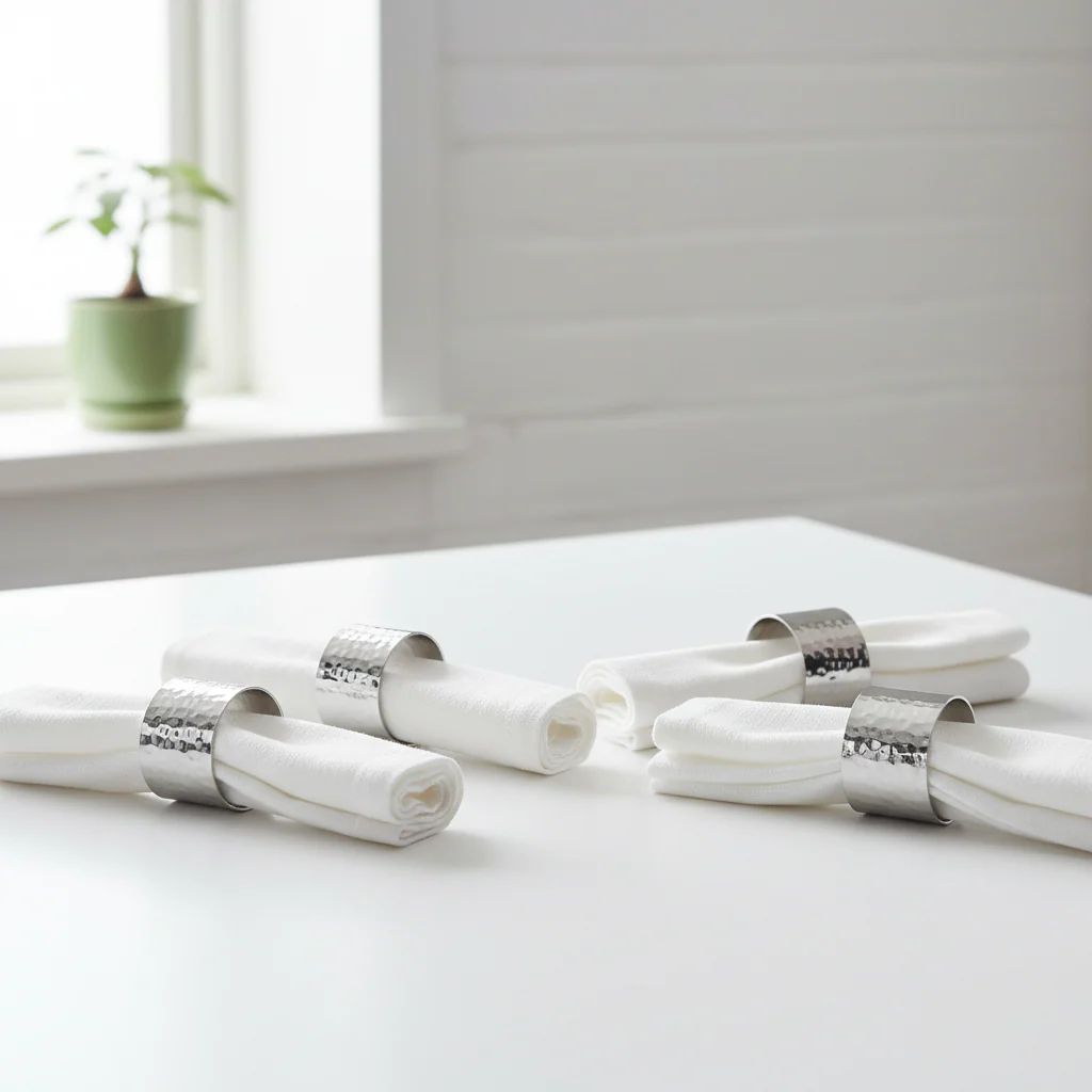 Set of Four Silver Finish Napkin Rings - Image 3