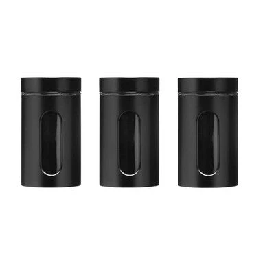 Set Of Three Clear And Black Storage Jars - Image 5