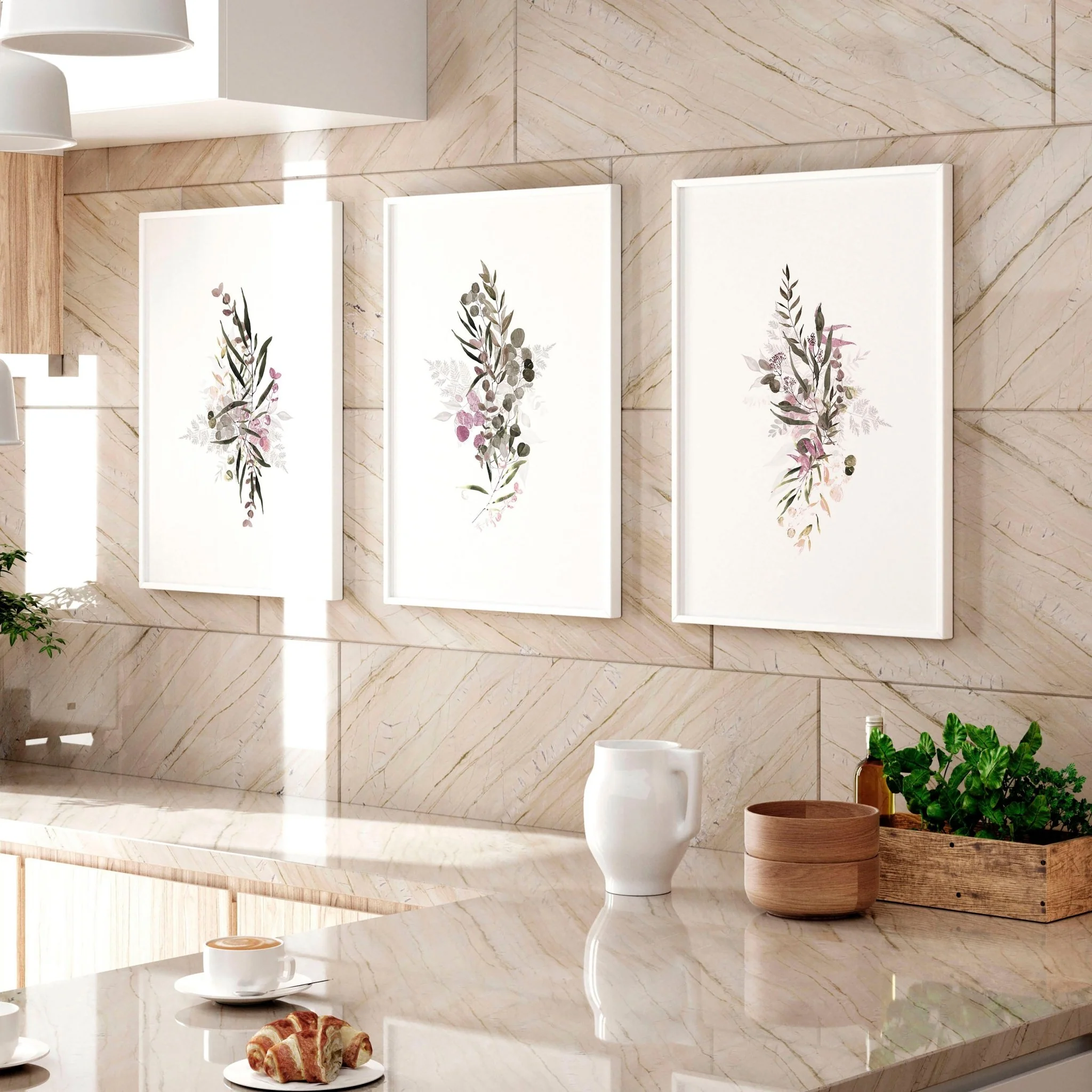 Artwork for kitchens | set of 3 Boho Chic wall art prints - Image 2