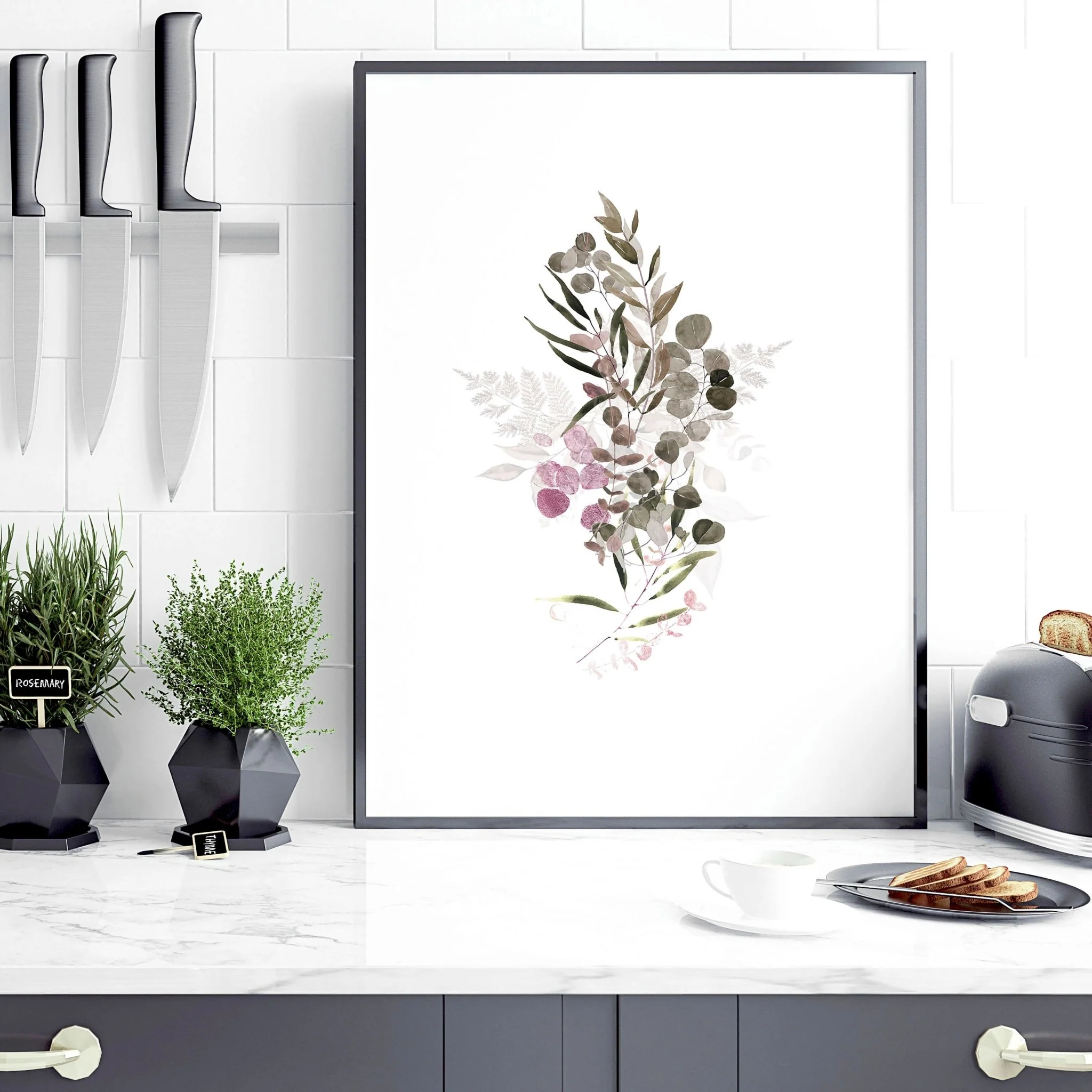 Artwork for kitchens | set of 3 Boho Chic wall art prints - Image 4