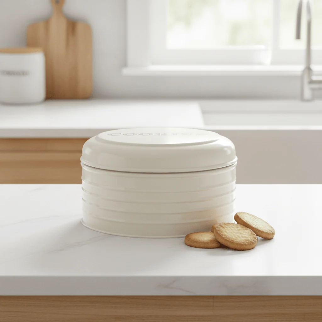 Sketch Cream Finish Round Biscuit Tin - Image 3