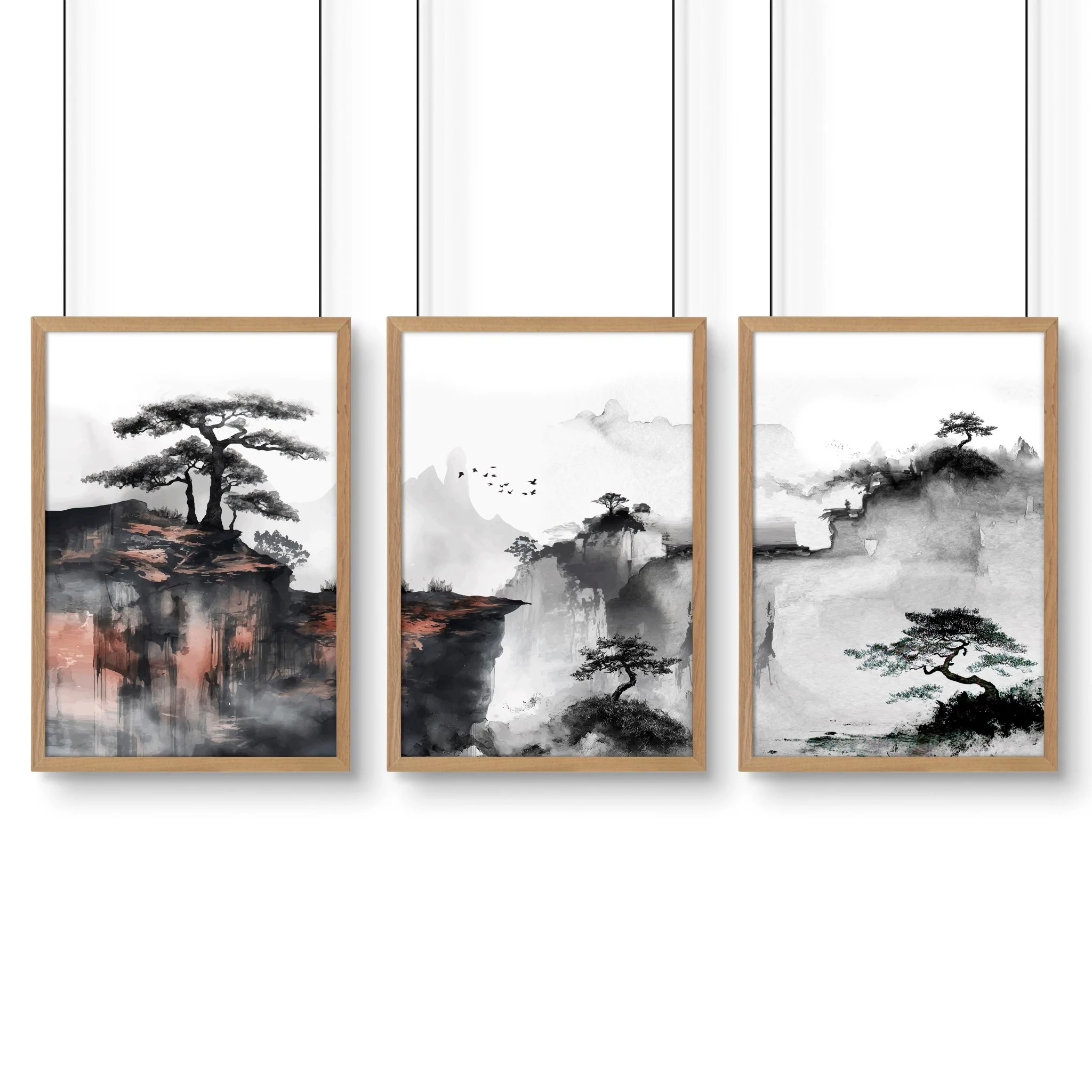 Small Framed Pictures | Set of 3 Asian Inspired Wall art Prints - Image 16
