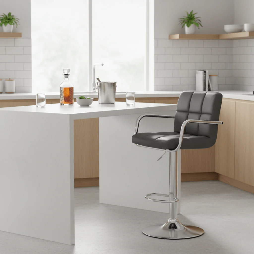 Starz Grey Leather Effect Bar Chair - Image 3