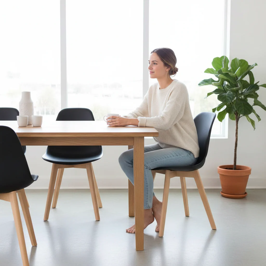 Stockholm Black Chair With Beech Wood Legs - Image 2