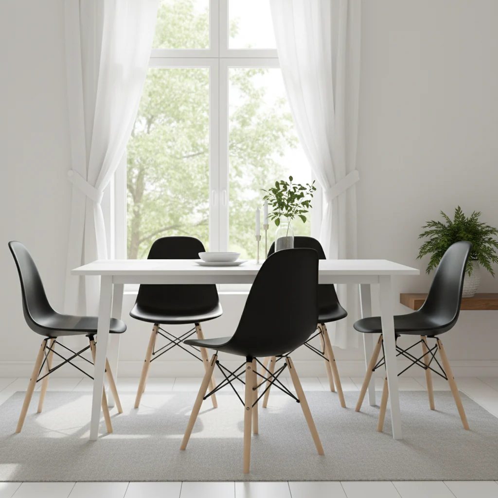 Stockholm Black Chair With Beech Wood Legs - Image 3