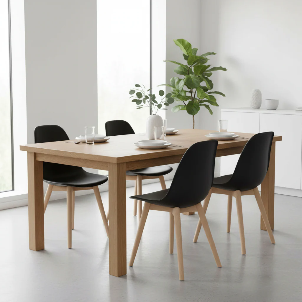 Stockholm Black Chair With Beech Wood Legs - Image 4
