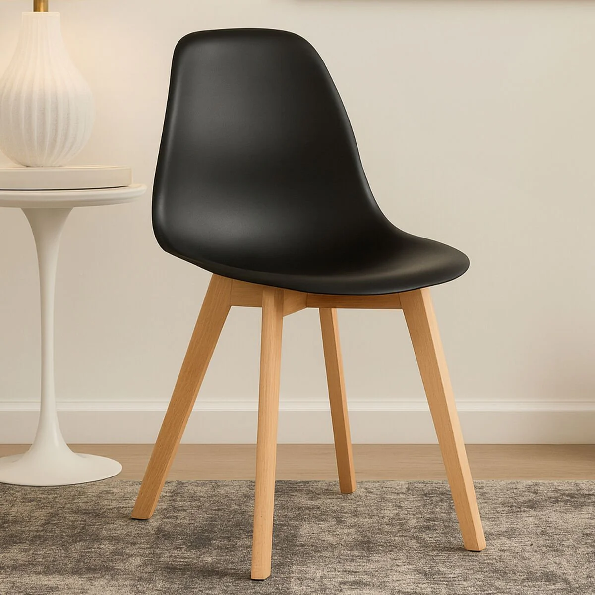Stockholm Black Chair With Beech Wood Legs - Image 6