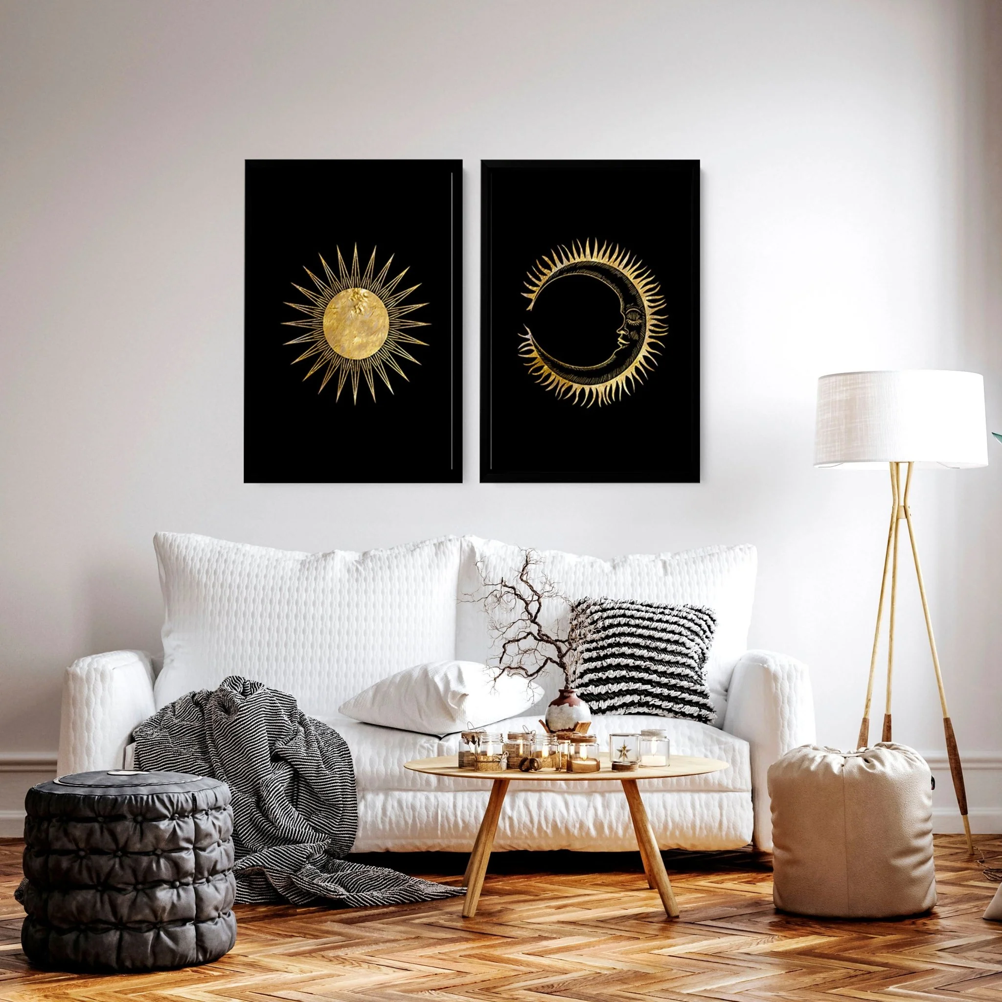 Sun and moon wall art | set of 2 wall art prints - Image 2