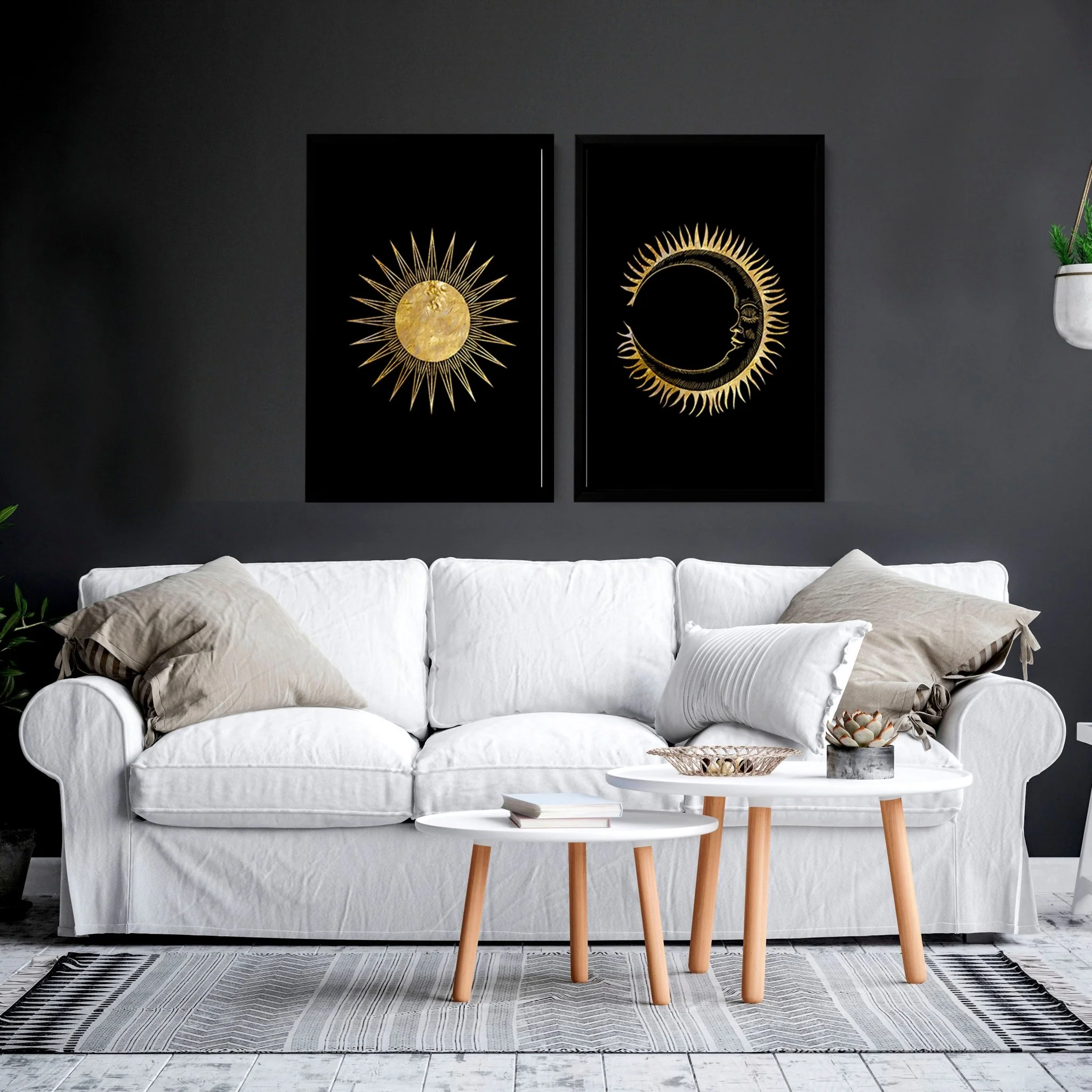 Sun and moon wall art | set of 2 wall art prints - Image 3