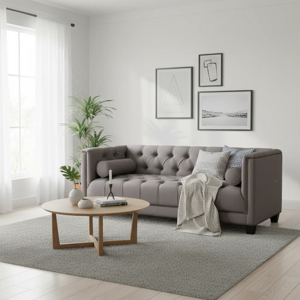 Surina 2 Seat Grey Fabric Sofa - Image 3