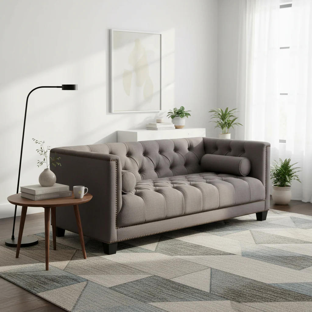 Surina 2 Seat Grey Fabric Sofa - Image 4
