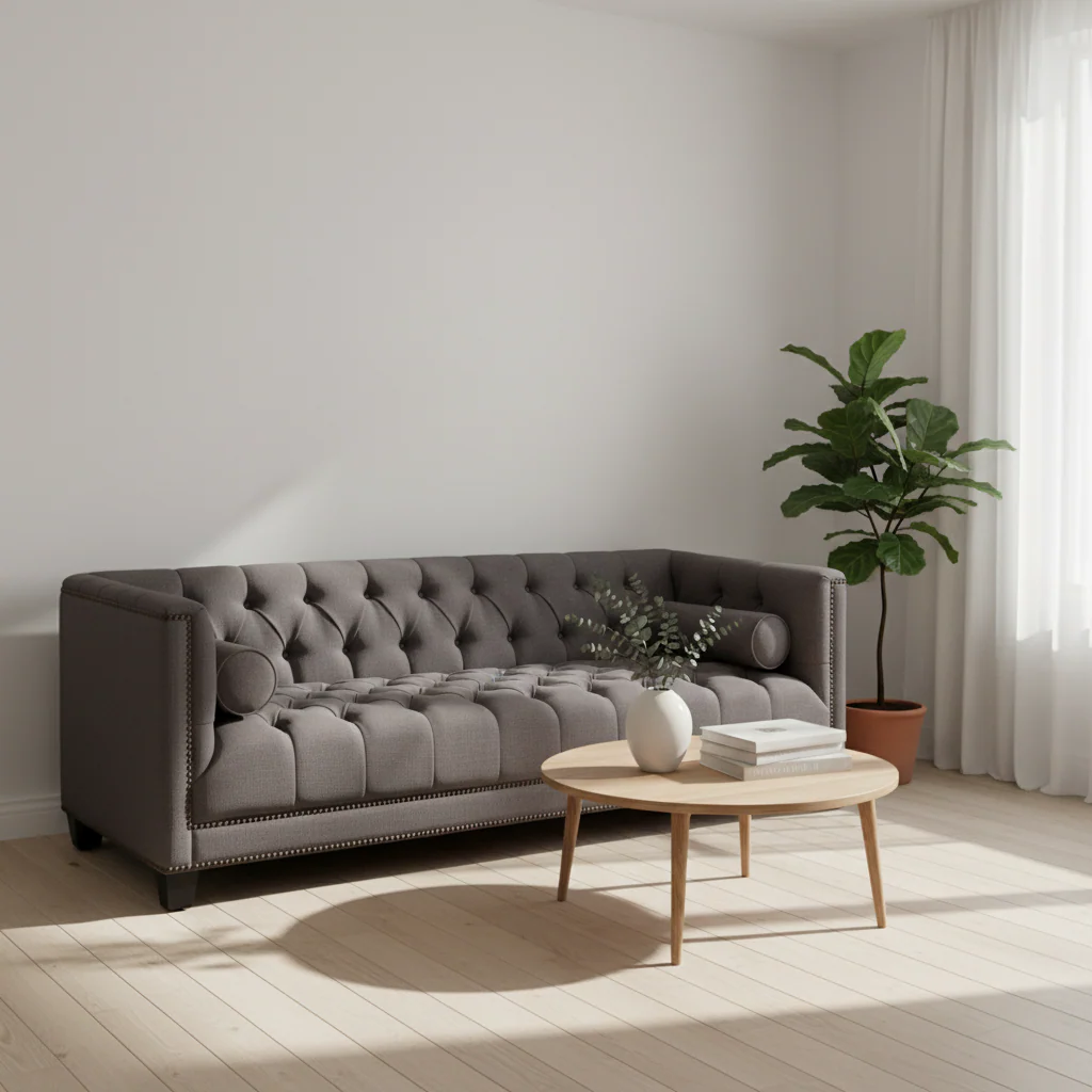 Surina 3 Seat Grey Fabric Sofa - Image 3