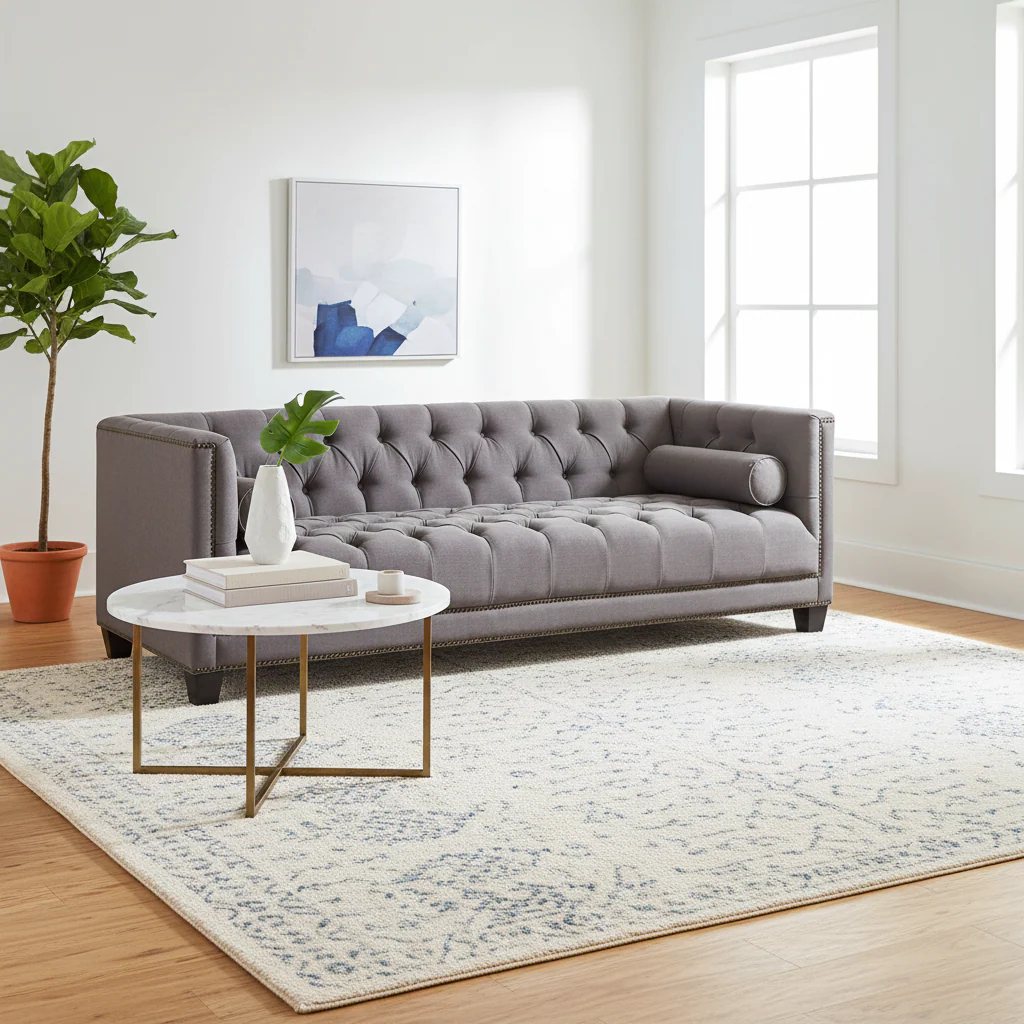 Surina 3 Seat Grey Fabric Sofa - Image 4