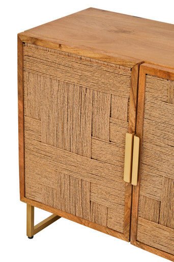 Teora Mango Wood Paper Rope Detail Four Door Sideboard - Image 9