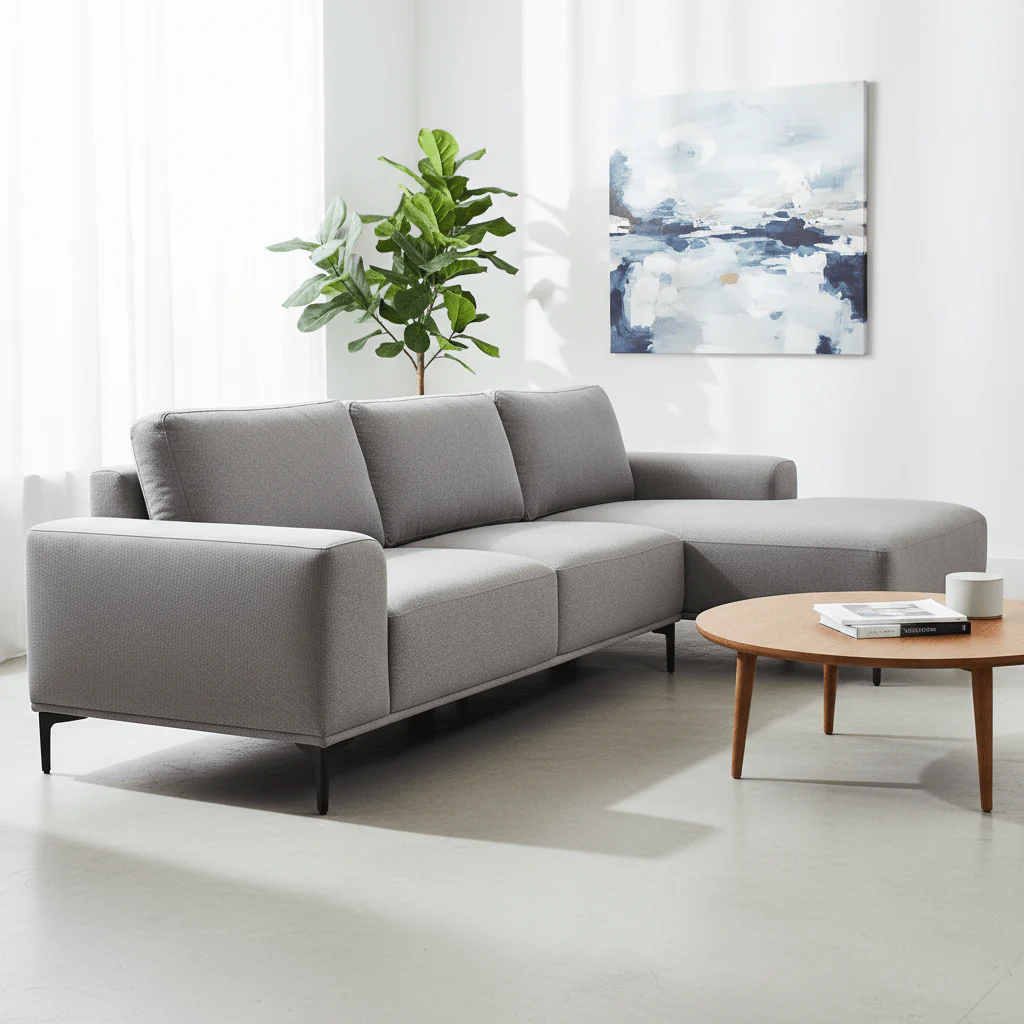 Toulon 3 Seat Grey Fabric Right Chaise Sofa - Image 2