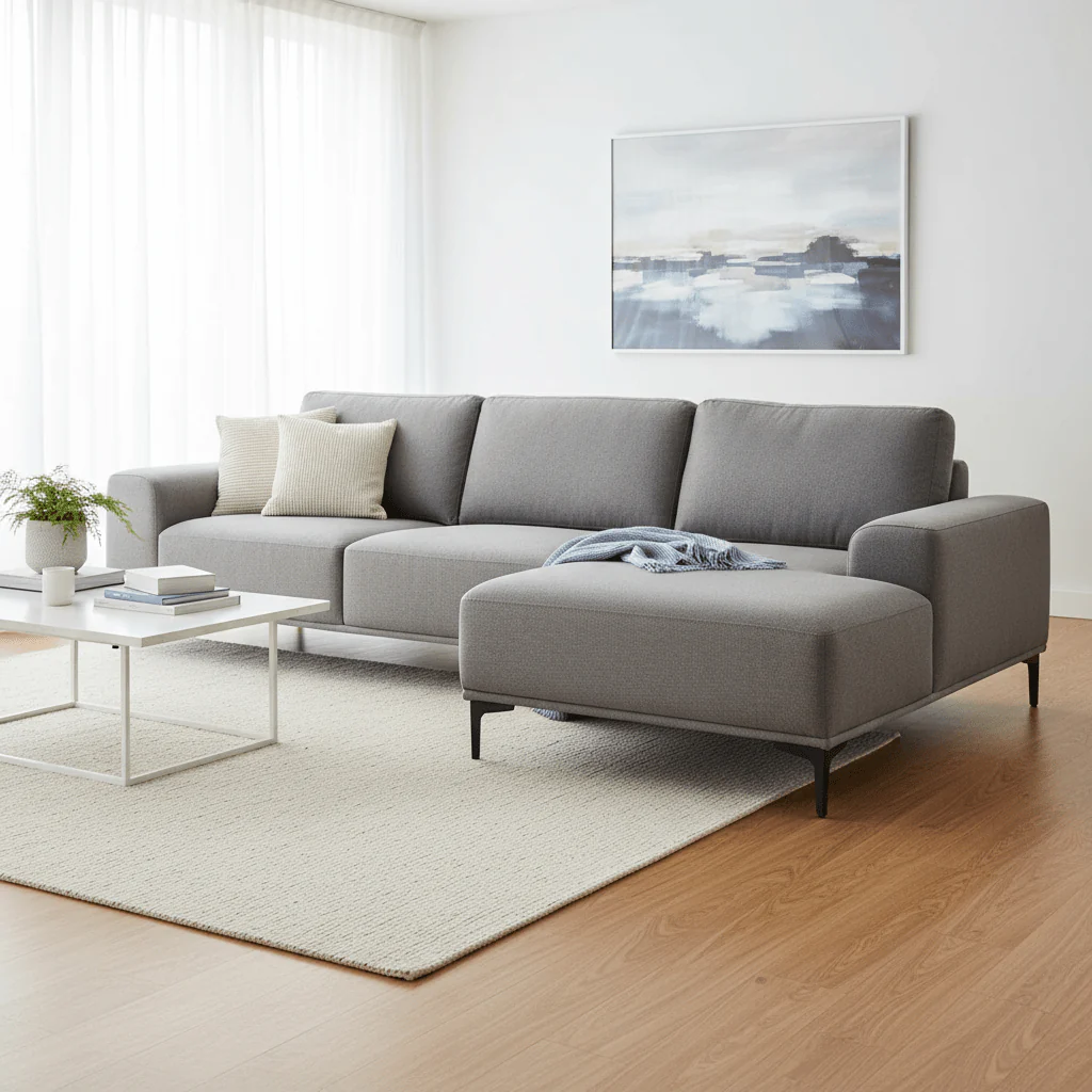 Toulon 3 Seat Grey Fabric Right Chaise Sofa - Image 3