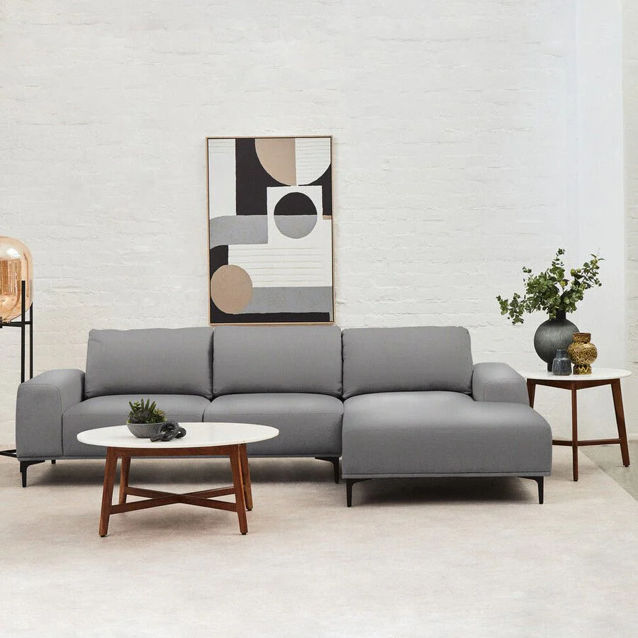 Toulon 3 Seat Grey Fabric Right Chaise Sofa - Image 5