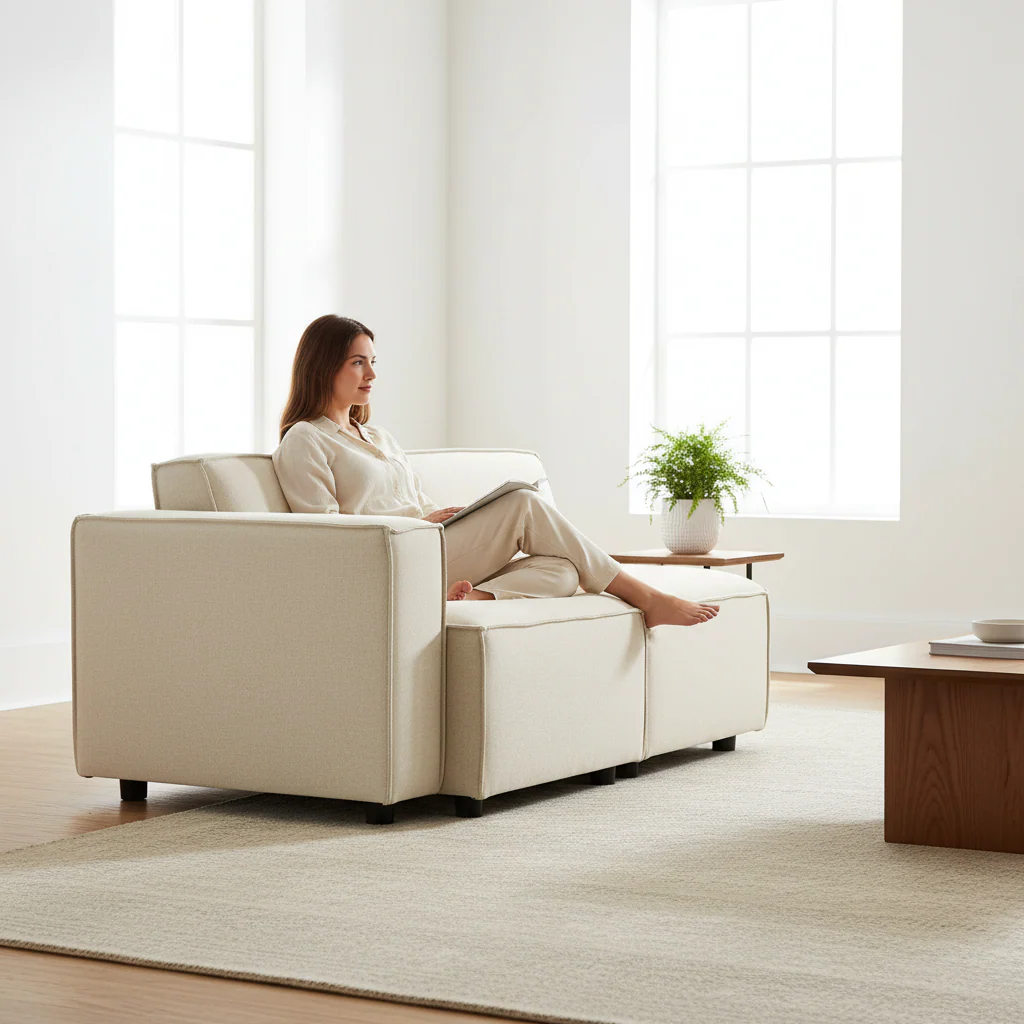 Toulouse Cream Fabric Right Arm Sofa - Image 2