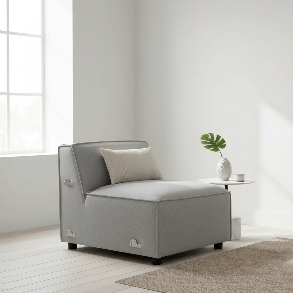 Toulouse Grey Fabric Armless Sofa - Image 3