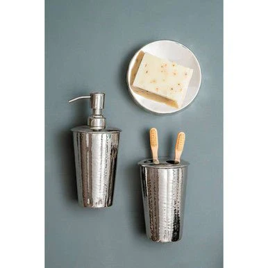 Vaco Hammered Bathroom Nickel Finish Toothbrush Holder - Image 6