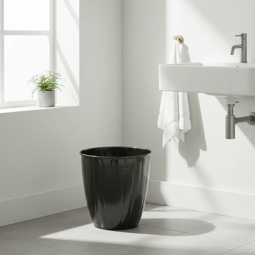 Vaco Hammered Black Nickel Finish Waste Bin - Image 3