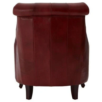 Victor Deep Red Leather Lounge Chair with Tufted Back - Image 10