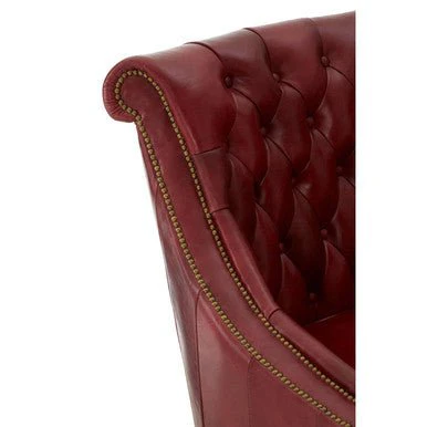Victor Deep Red Leather Lounge Chair with Tufted Back - Image 12