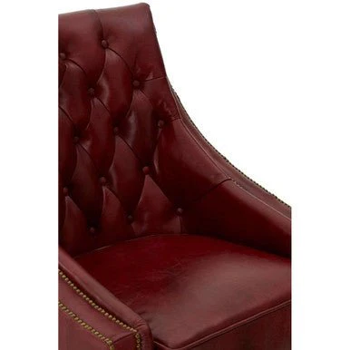 Victor Deep Red Leather Lounge Chair with Tufted Back - Image 13