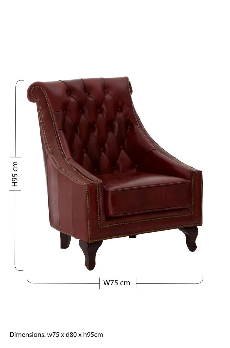 Victor Deep Red Leather Lounge Chair with Tufted Back - Image 15