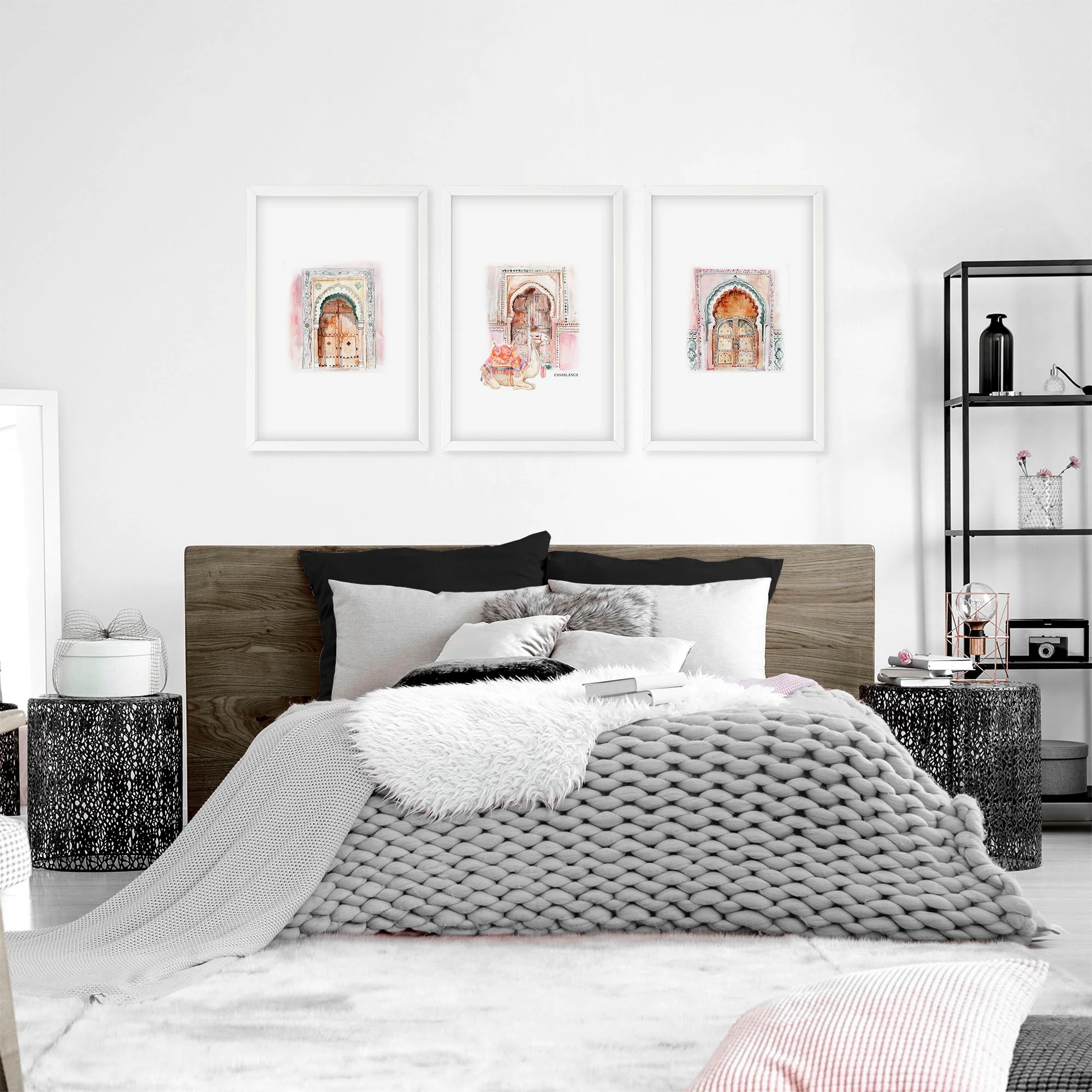 Wall Pictures In Frames | Set of 3 Moroccan Inspired Wall art Prints - Image 4