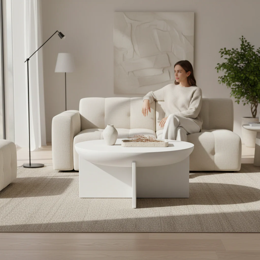 Walsa Whitewash Mango Wood Round Coffee Table - Image 2