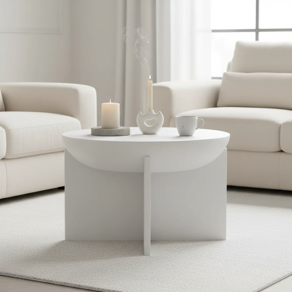 Walsa Whitewash Mango Wood Round Coffee Table - Image 4