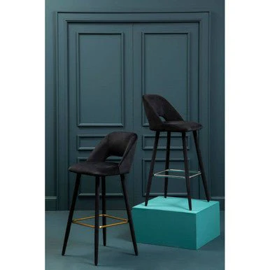 Warren Black Velvet Bar Chair - Image 10