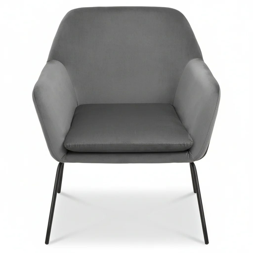 Xander Grey Velvet And Black Frame Armchair