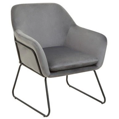 Xander Grey Velvet And Black Frame Armchair - Image 6