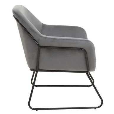 Xander Grey Velvet And Black Frame Armchair - Image 7