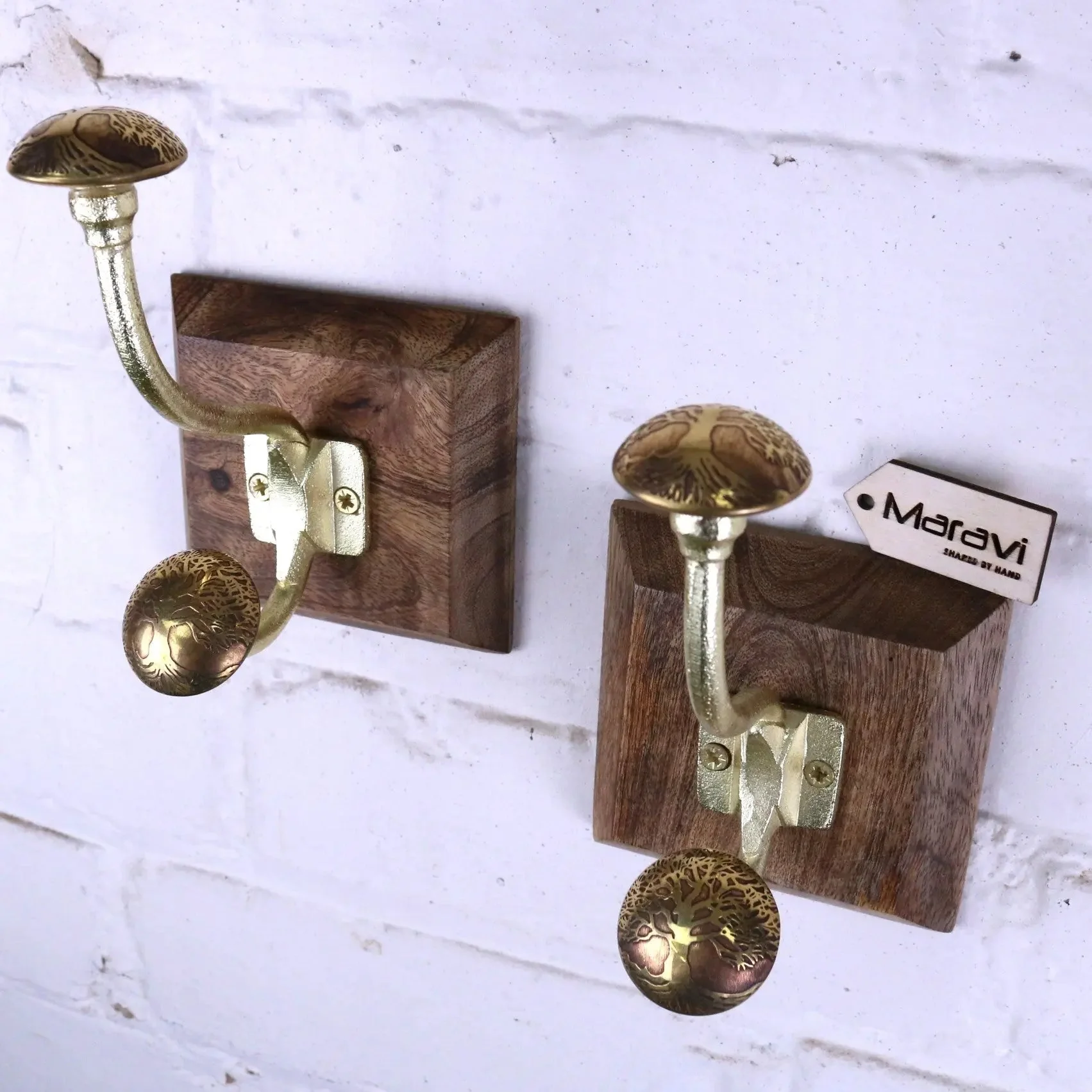 Zerika Antique Gold Coat Hooks Set of 2 - Image 3