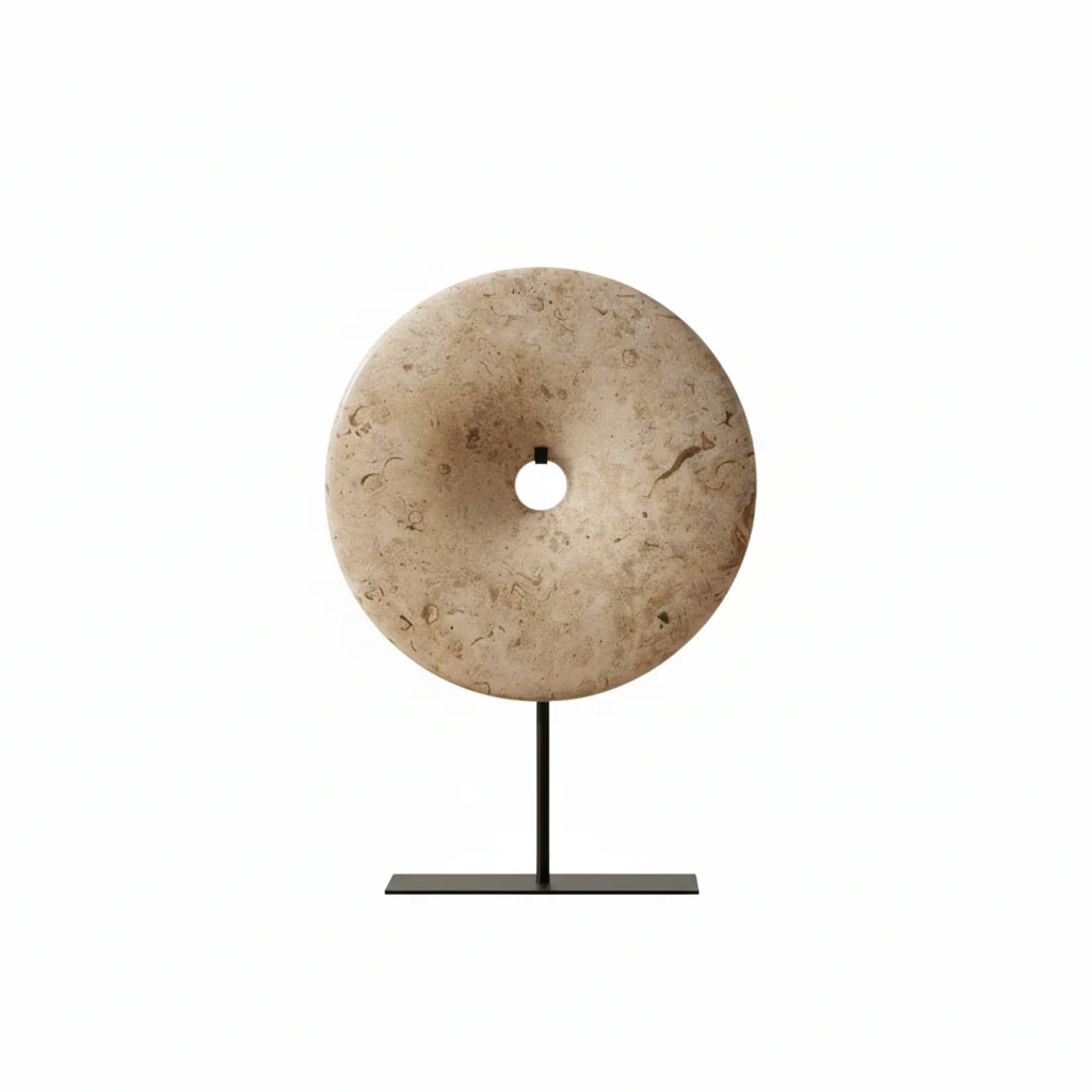 Zoro Large Natural Speckled Marble Round Disc Sculpture